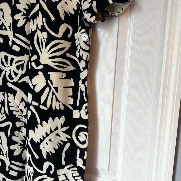 Maggy London by Kenneth Nolan Silk Dress Black Cream Floral Abstract Size 8 - Picture 3 of 6